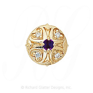 GS337 AMY/D - 14 Karat Gold Slide with Amethyst center and Diamond accents 